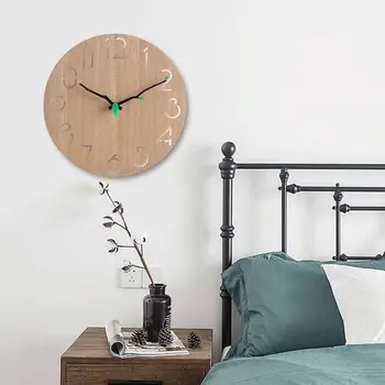 

1PCS Wooden Wall Clock ,Round Suitable for Living Room Bedroom and Kitchen Decoration (11 Inches) Easy to Read and Install