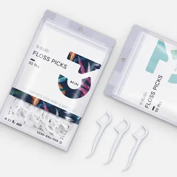 

50Pcs/Pack Disposable Ultra-Thin Dental Floss Picks Stick Interdental Brush Toothpick Cleaning Oral Care Hygiene Family Portable