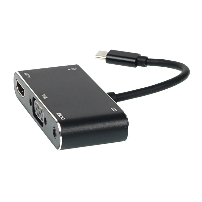 HDMI VGA Аудио USB многопортовый адаптер 4 в 1 USB-C type-C к HDMI 4 K/VGA/аудио/USB адаптер кабель конвертер