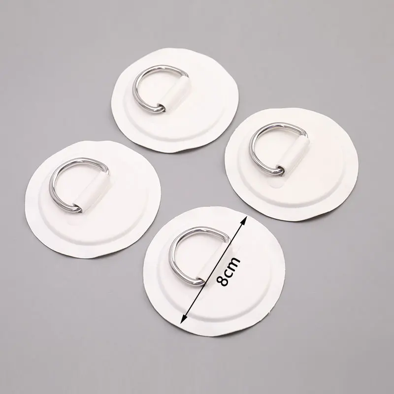 4pcs Surfboard Boat Pvc Patch D Ring Deck Rigging Sup Round Ring Pad Kayak D Buckle Black And White