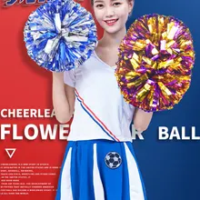 2PCS Plastic Handle Metallic Streamer Pom Poms Game Cheerleading Sports Cheering Flower Ball Cheering Pom Pom Ball For Match
