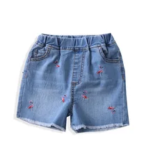 Шорты для девочек с вышивкой Фламинго г. Летние детские ковбойские шорты