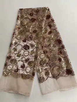 

Latest African sequence Lace Fabric 2020 High Quality nigerian French Net With Sequins Embroidery Tulle Lace For Dress
