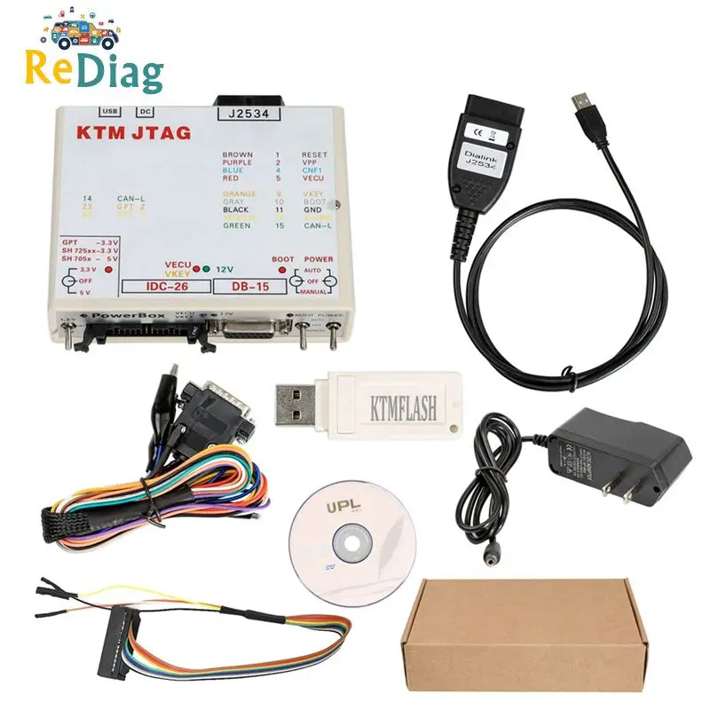 

KTMFLASH ECU Power Upgrade Tool Programmer KTM Flash DiaLink J2534 Cable Support 271 MSV80 MSV90 with Green Adapter
