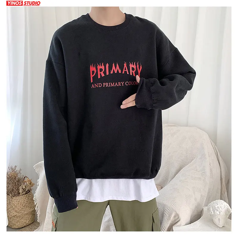 Мужские свободные толстовки повседневная уличная одежда с принтом мешковатого