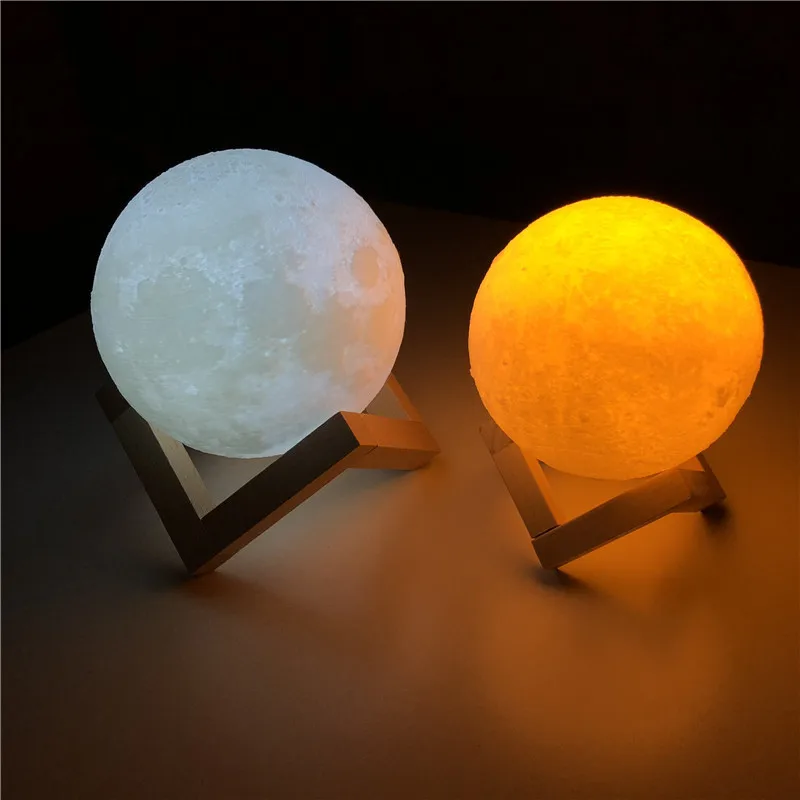 3d принт луна лампа Usb перезаряжаемая 2 цвета сенсорное управление спальня Регулируемый Ночник декор подарок Luminaria Blub Креативный светодиодный