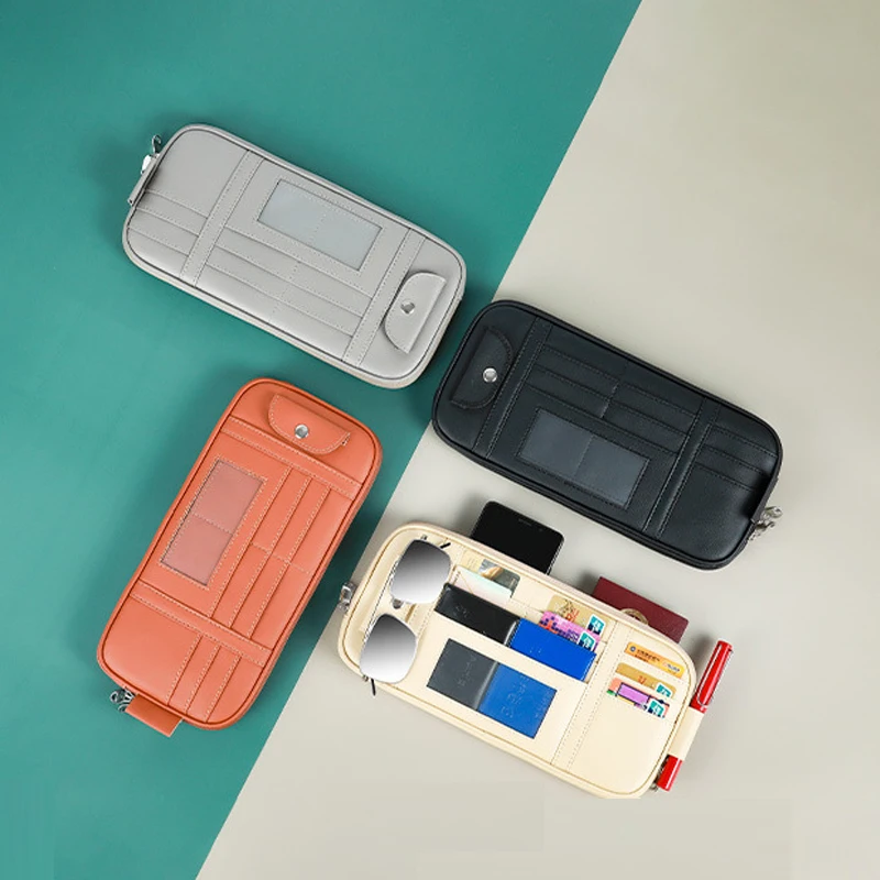 Sun Visor Organizer Auto Sun Visor Organizer Storage Box Sunglasses Clip Stowing Tidying Bag Bill Pen Card Holder CD DVD Organizer With Zipper