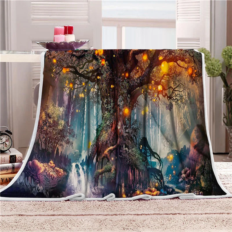 Multicolored tree Plush Throw Blanket Floral Print Cashmere Blanket Warm Blankets plush 3D digital printed blanket