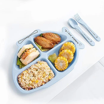 

Children's Plate Compartment Cartoon Baby Tableware Shatter-resistant Food Bowl Dinner Home Baby Separation Plate