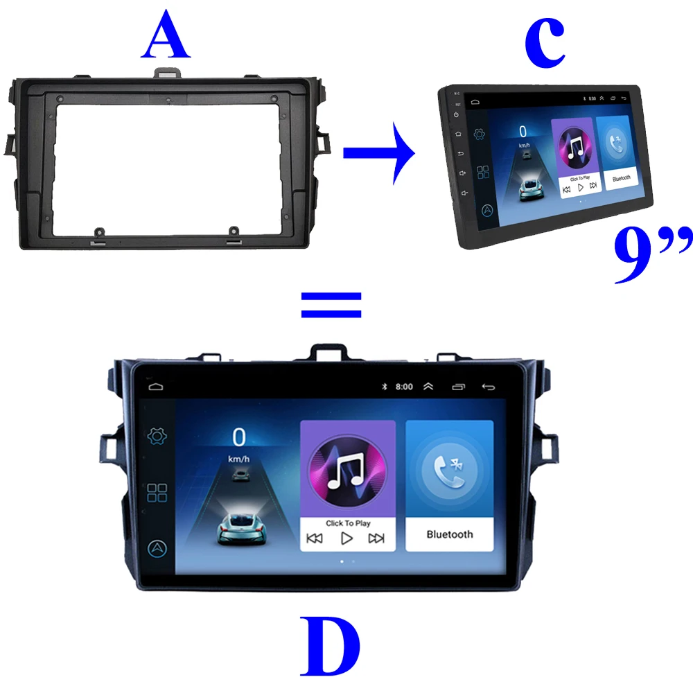 2din автомобильный Радио Рамка для Защитные чехлы для сидений, сшитые специально для Toyota Corolla 2006 2007 2008 2009 2010 2011 2012 9 дюймов 2 din car android мультимедийный видеоплеер