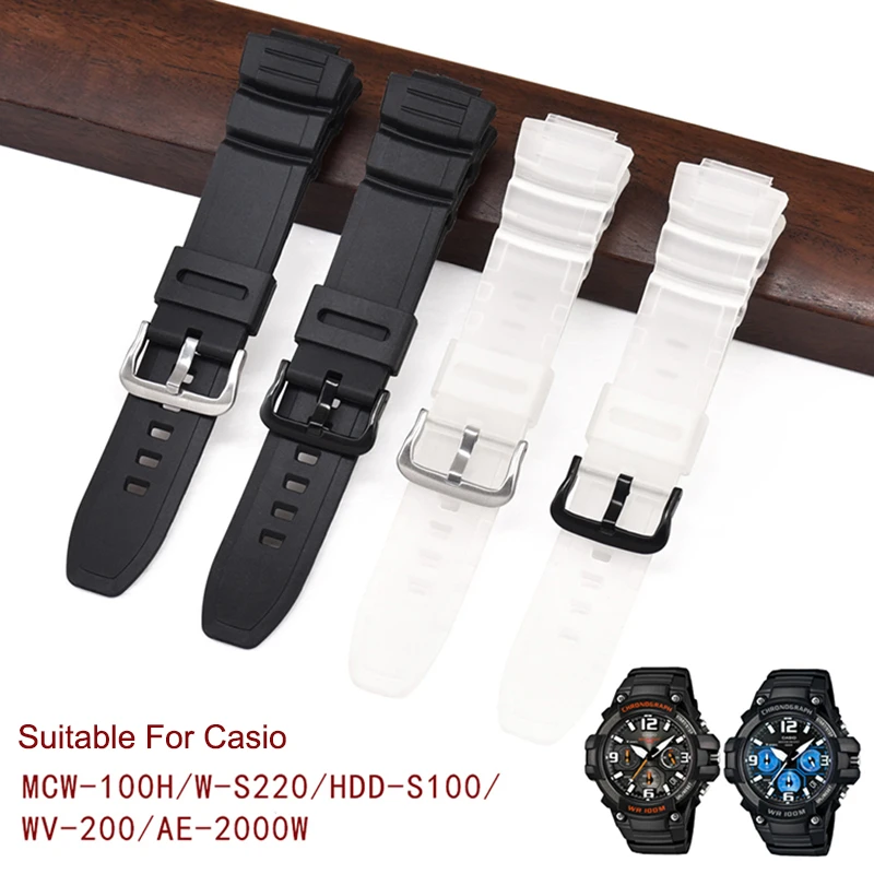 16mm Resin Strap Band For Casio Mcw-100h W-s220 Ae-2000 Ae-2100 Men Sport  Waterproof Tpu Replacement Bracelet Watchband Belt - Smart Accessories -  AliExpress