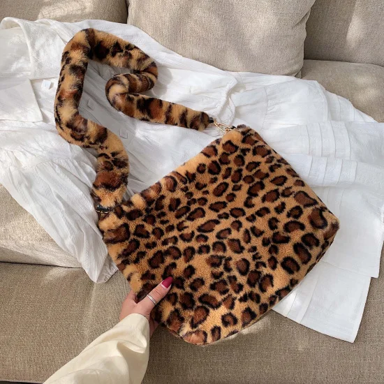 Женская сумка зимняя Наплечная Сумка из искусственного меха дамская сумочка с принтом леопарда Женская вечерняя маленькая сумка для девочек Рождественский подарок - Цвет: Leopard2