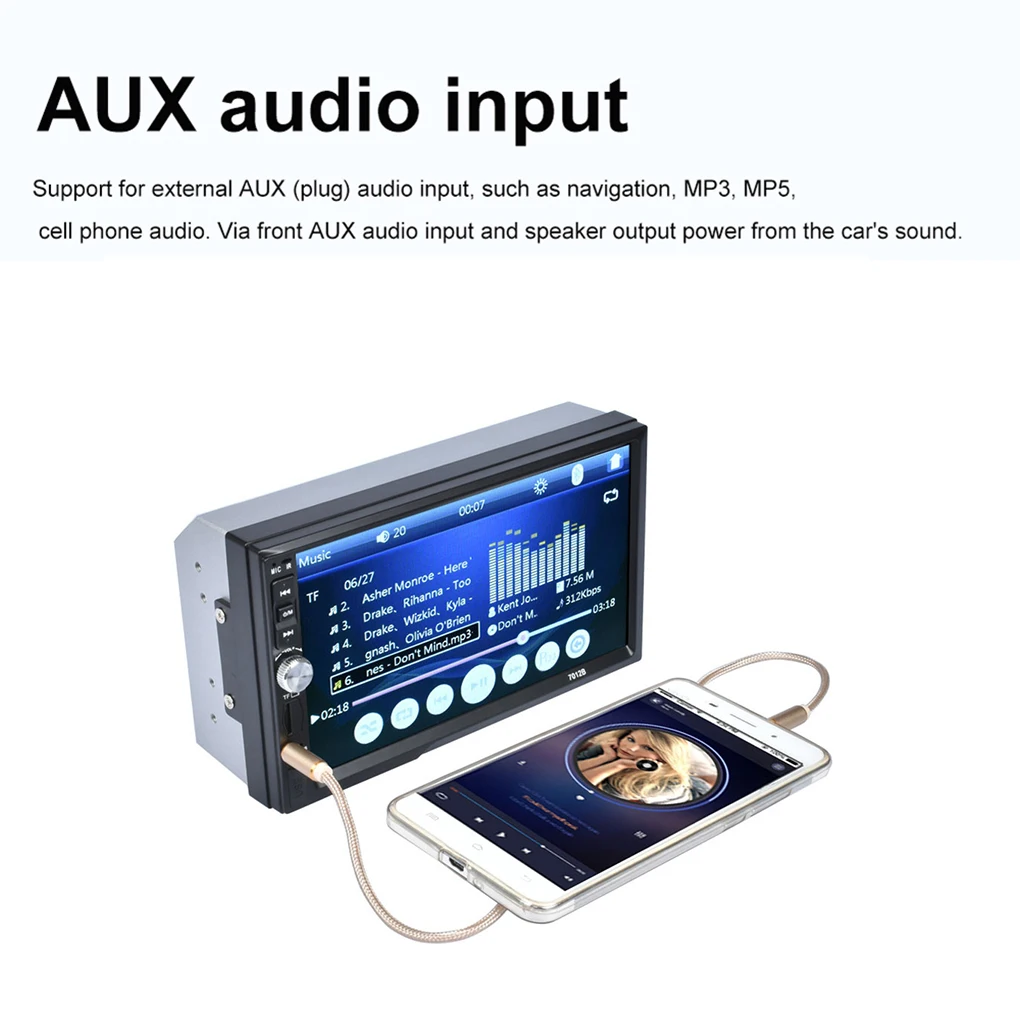 7 дюймов сенсорный экран 2 Din аудио стерео Bluetooth MP5 плеер Поддержка камеры заднего вида AUX FM USB