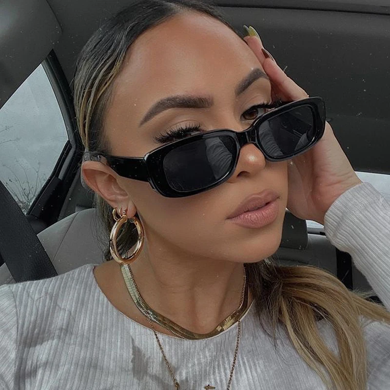 Square Sunglasses Woman Fashion 2022 Vintage Black Shades Sun Glasses Brand Designer Rectangle Mirror Small Frame Oculos_voghion.com