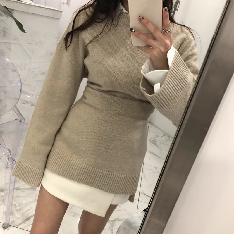 WHITNEY WANG осень зима мода уличная Корея стиль пояса свитер женский джемпер pull femme sueter mujer invierno