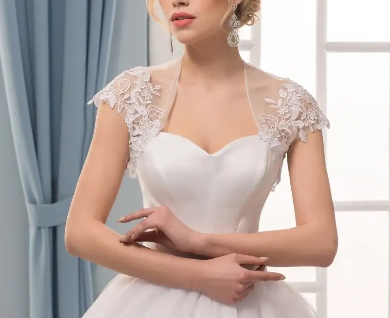 White Lace Wedding Bolero Cap Sleeves Appliques Bridal Shrug Summer Women  Capes for Dress Party Stoles Mariage - AliExpress 320