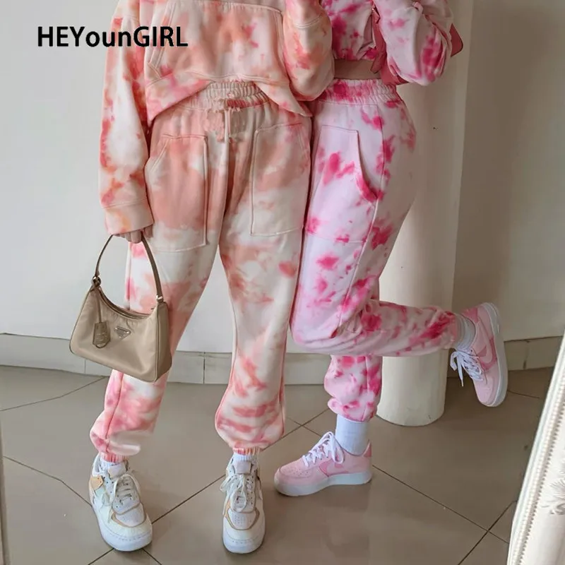 HEYounGIRL Tie Dye Printed Casual Sweatpants Women Pockets High Waist Long Trousers Ladies Thin Harajuku Pants Capris Streetwear HEYounGIRL Tie Dye Printed Casual Sweatpants Women Pockets High Waist Long Trousers Ladies Thin Harajuku Pants Capris Streetwear