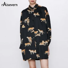 Blusa feminina larga com estampa de tigre, vintage, para mulheres, larga, 2020, de moda