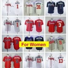 Женская футболка с надписью "Atlanta Ronald Acuna Jr. Freddie Free women", "ALE Murphy Ozzie Albies", "Greg Maddux FLEX" и "Cool Base"