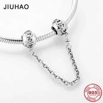 

Hot 925 Sterling Silver heart pattern DIY fine Safety Chain Beads Fit Original European Charms Bracelet Jewelry making
