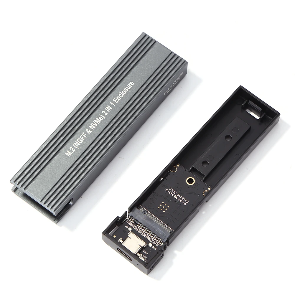M.2 to USB 3.1 SSD Case, Dual Protocol M.2 NVME PCIe NGFF SATA M2 SSD Adapter for 2230 2242 2260 2280 NVMe/SATA RTL9210B