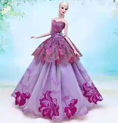 Cosplay – robe de mariée en dentelle violette et florale pour poupée Barbie, 30cm, tenue de princesse, accessoires de fête, 1/6 BJD 