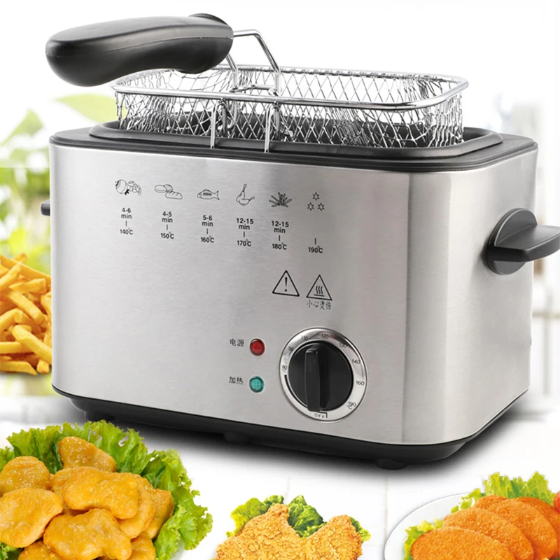 1.2L Electric Fryer Household Constant Temperature Mini Multi-Function Rectangular Chicken Wings Small Electric 2