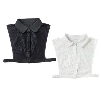 

Ladies Embroidery Floral Lace Fake Collar Round Lapel Vintage Detachable Shirt H37C