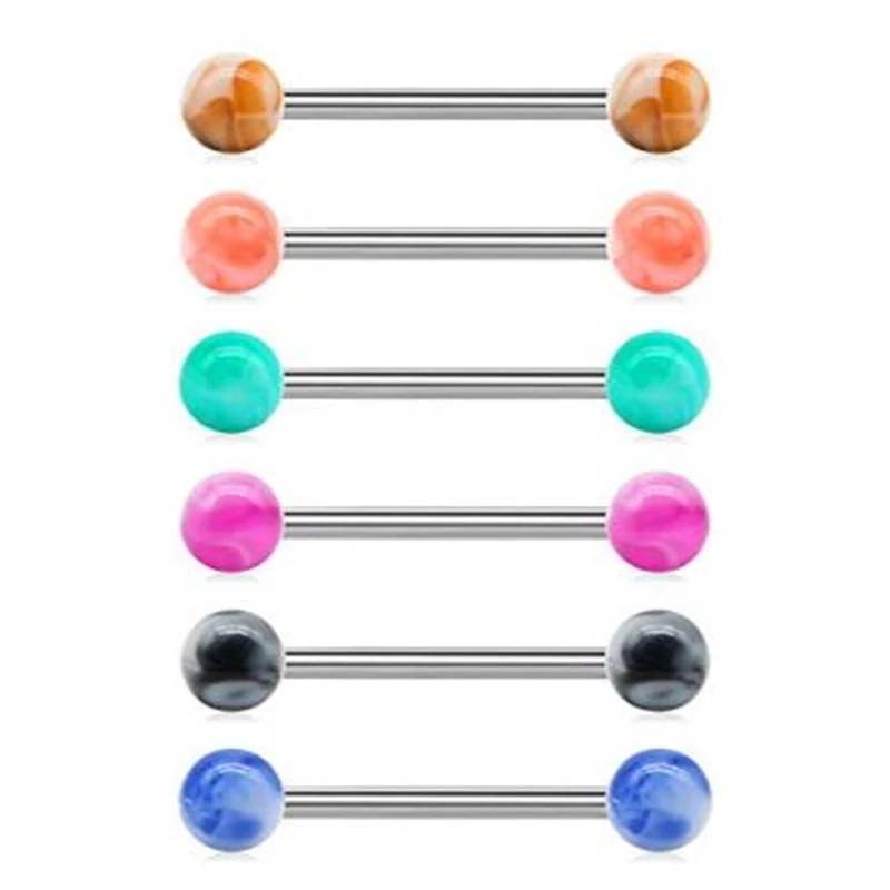 Jforyou 14g Mixcolor Stainless Steel Straight Barbell Tongue Rings