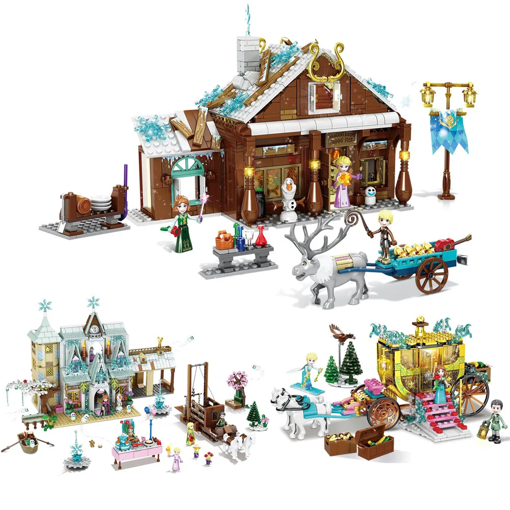 

2020 City Creator Girl Friends Fairy Princess Queen Anna Elsa Arendelle Castle Building Blocks Bricks Legoinglys Toys Juguetes
