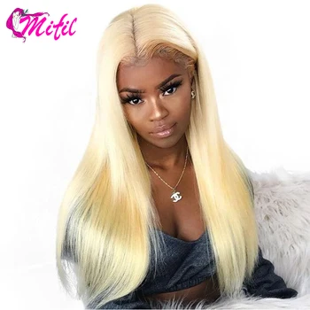 

Mifil 613 Lace Front Human Hair Wigs With Baby Hair Remy Peruvian Straight Lace Front Wig Colored #27/ 99J/#30