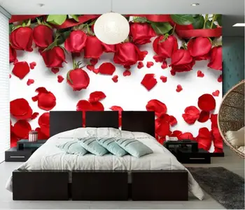 

CJSIR Customized Large Fashion Photo Wallpaper Red Rose Marriage Room Living Room Background Decor Wall Wallpaper for Walls 3 d