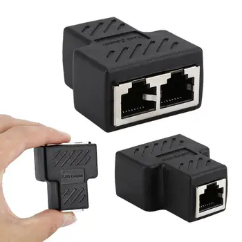 

New 1 To 2 Ways LAN Ethernet Network Cable RJ45 Female Splitter Extender Plug Adapter Connector For Ethernet Network Cable TSLM1