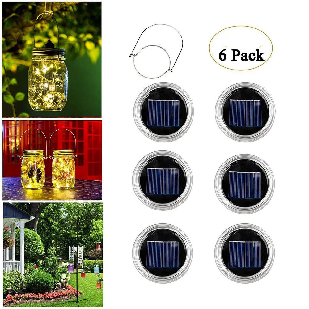 6 PCS PER LOT 2M LED Solar Bottle Fairy String Light Mason Jar Night Lamp For Xmas Garden decoration