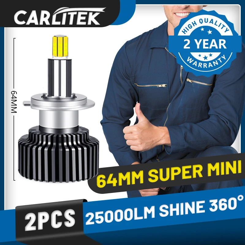 Светодиодные лампы для фар CARLITEK H11 H7 H1 360 градусов 9012 H8 H9 9005 9006 Автомобильные фары