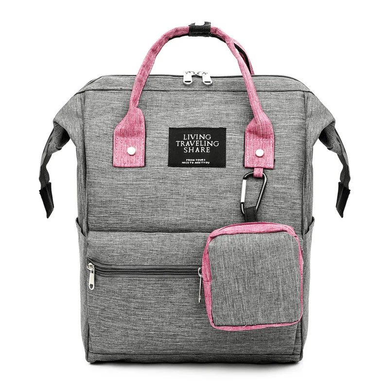 LITTHING Fashion Women's Backpack Candy Color Waterproof School Bags for Teenagers Girls Patchwork Mochila Men's Backpack - Color: deep gray