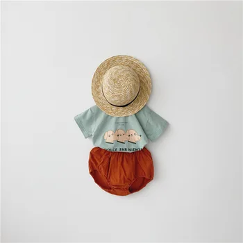 

2020 Korea Style Girls Boys 2 PCS Set T-shirt+PP Shorts Summer Kids Suits 6-24M