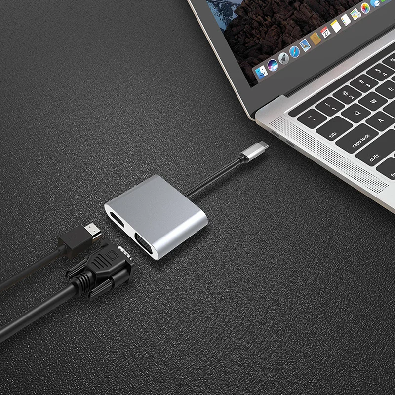 USB C концентратор USB3.1 тип-c к HDMI адаптер док-станция с 4K HDMI VGA OTG PD зарядка@ JH