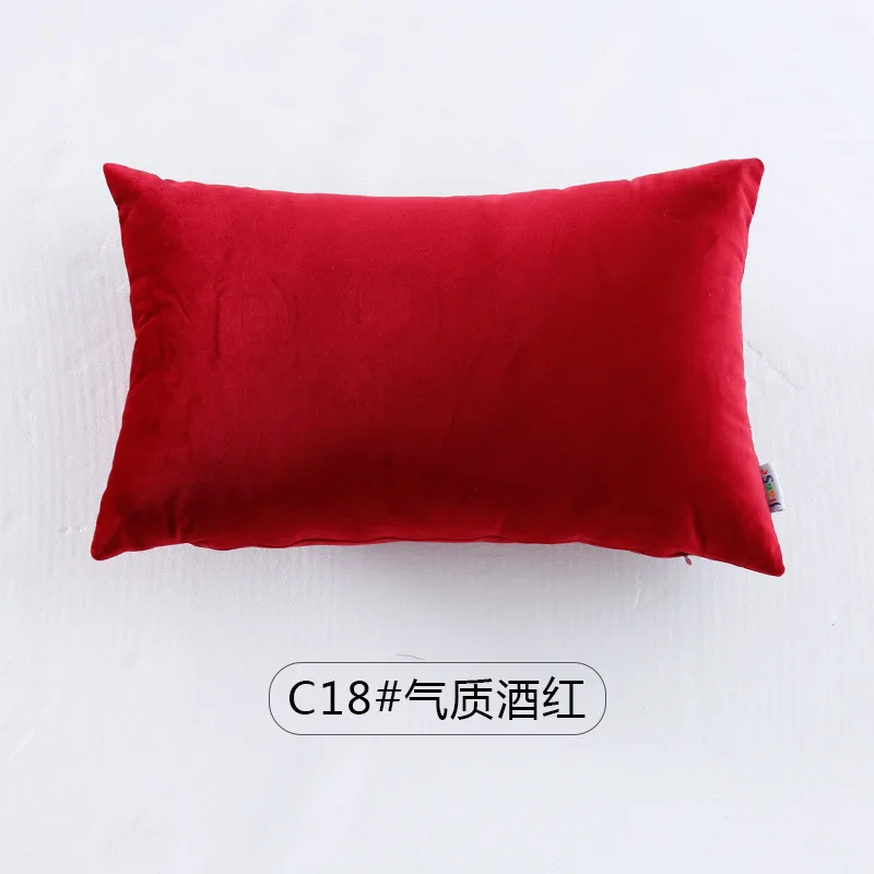 Высококачественная мебель украшение наволочка сплошной цвет Чехол бархат Талия Чехлы для диванных подушек подушка - Цвет: C18