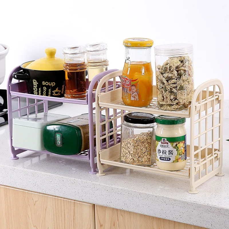 

Multifunction Plastic Storage Rack Bathroom Accessories 2 Tier Shelf Holder Freestanding Durable Kitchen Home Storage Racks