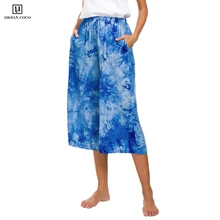 Городской Коко женские мягкие удобные Одноцветный галстук-краситель 3/4 брюки для отдыха