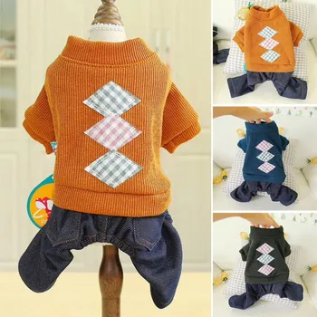 

Pet Knitted Jumpsuit For Dog Winter Clothes Fleece Lining 4-legged Jacket Coat Dog Teddy Chihuahua Clothes Pet Apparel