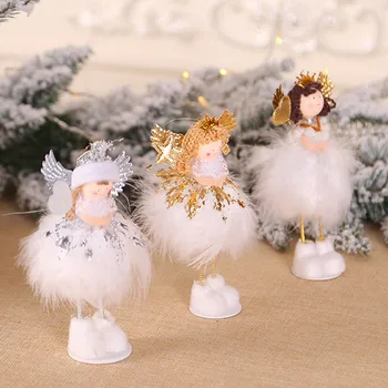 

1PC Christmas Tree Doll Pendnat Cute Plush Angel Snowflake New Year Christmas Hanging Decor Navidad Xmas Gifts Home Ornaments
