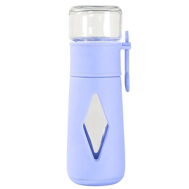 Insulated Cup with Filter 316 Stainless Steel Tea Bottle Tea Infuser Vacuum Cup with Glass Infuser Separates Tea and Water 500ML purple glass 500ml