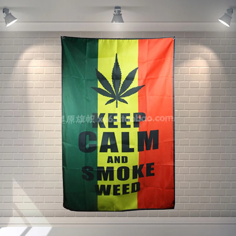 Постер рок-группы KEEP CALM AND SMOKE WEED большой плакат в стиле ретро 56X36 дюйма HD баннеры
