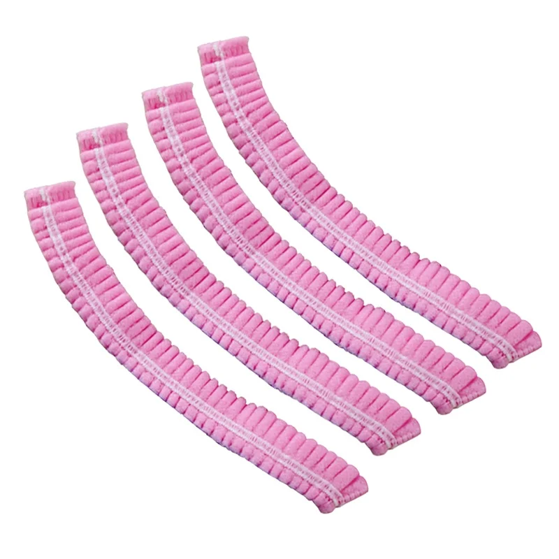 

NEW-100Pcs Disposable Hair Shower Cap Non Woven Pleated Anti Dust Hat Set (Pink)