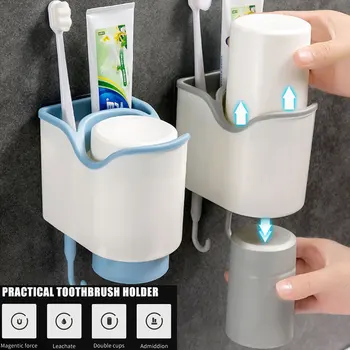 

Magnetic Toothpaste Holders Household Toothbrush Cup Holder Couple Toothbrush Storage Tool Portable And Easy To install Holders