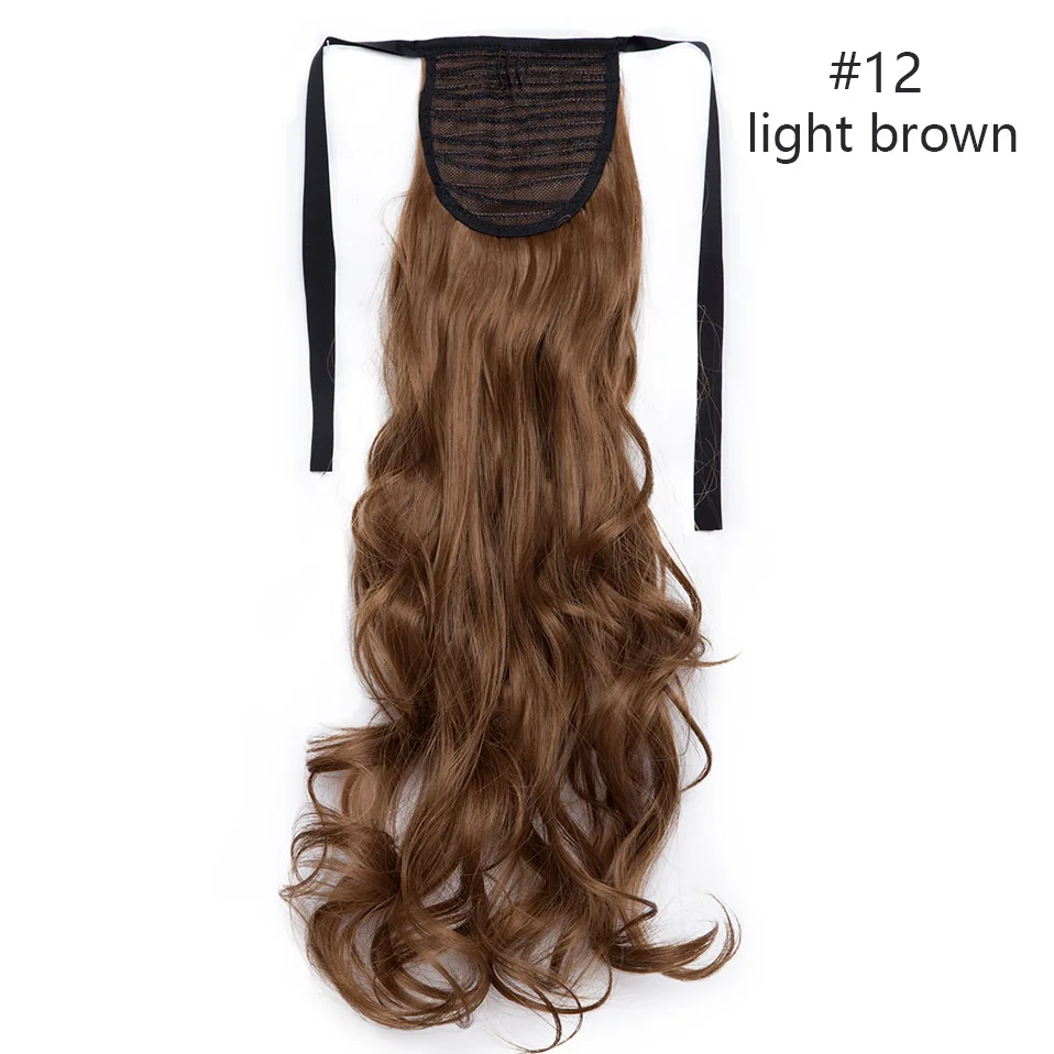 SNOILITE 18 ''длинная волнистая заколка для хвоста в одной части конский хвост наращивание волос шнурок синтетические накладные волосы с заколками - Цвет: light brown