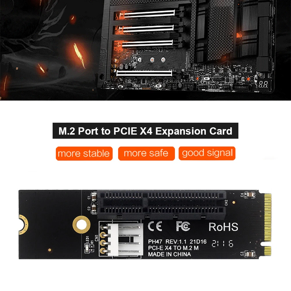 M.2 SSD NGFF to PCI-E X4 Expansion Card PCI-Express X1/X4/X8/X16 Slot Adapter Set with Cable Desktop Computer Extender Accessory |