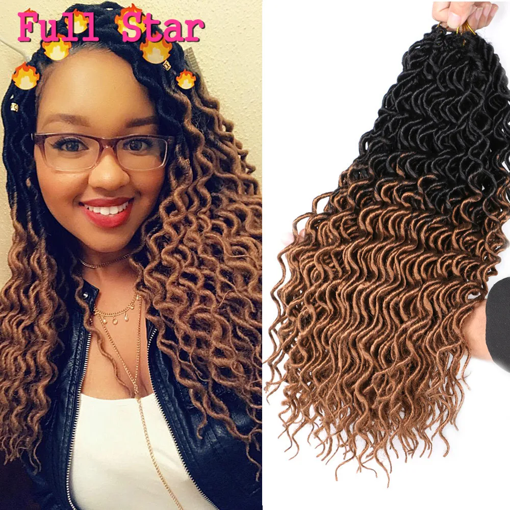 Full Star 18“ Curly Faux Locs Soft Hair Deep Twist Braids Goddess Crochet Braiding Extension |